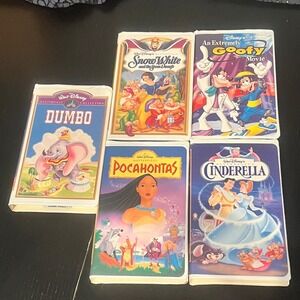 Disney Masterpiece Collection VHS 5 Lot Snow White Cinderella Pocahontas Dumbo..